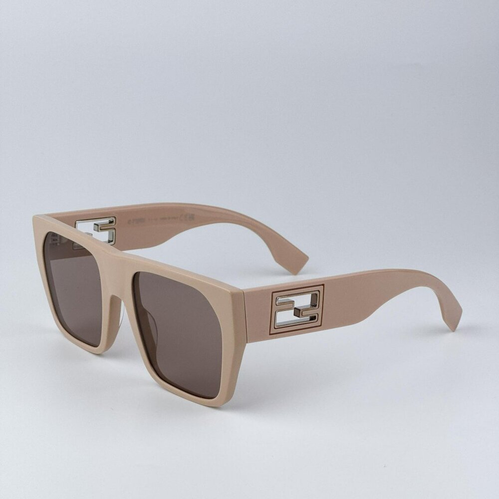 Fendi BAGUETTE FE40124I 57E Men BRAND NEW Sunglasses Square Khaki Brown